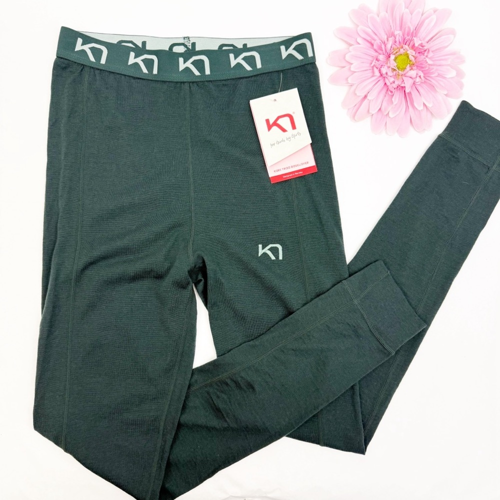 Kari Traa Klara High Waisted Baselayer Pants 100% Merino Wool - Pine Green - Picture 5 of 11